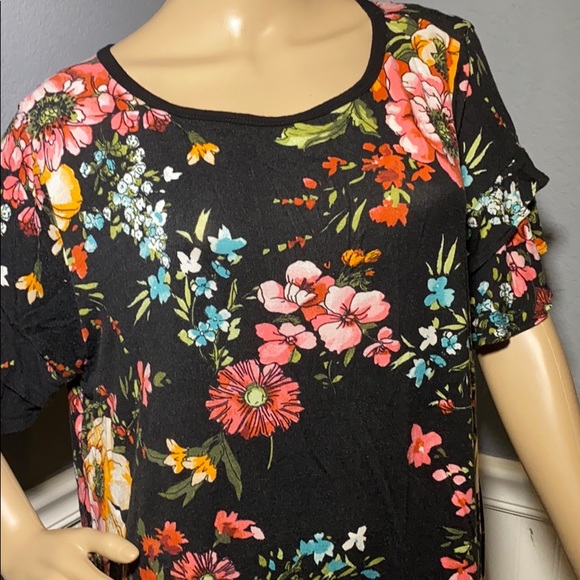 Cool Melon Black Floral Blouse 2XL - Picture 2 of 7